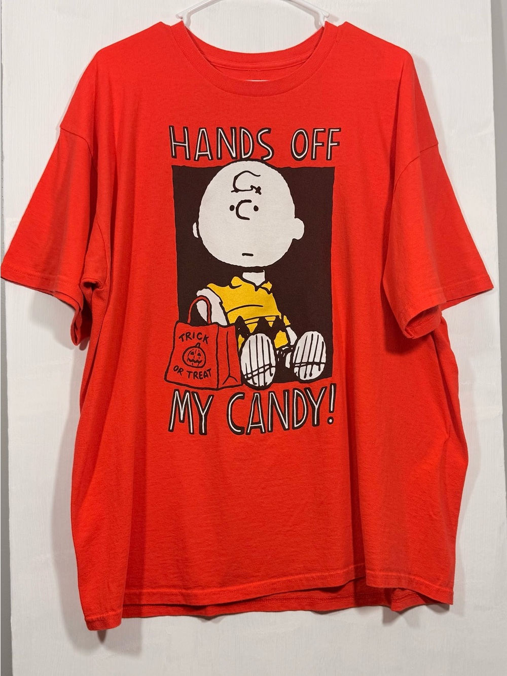 Orange ‘Hands Off My Candy!' Charlie Brown Graphic Adult Tee